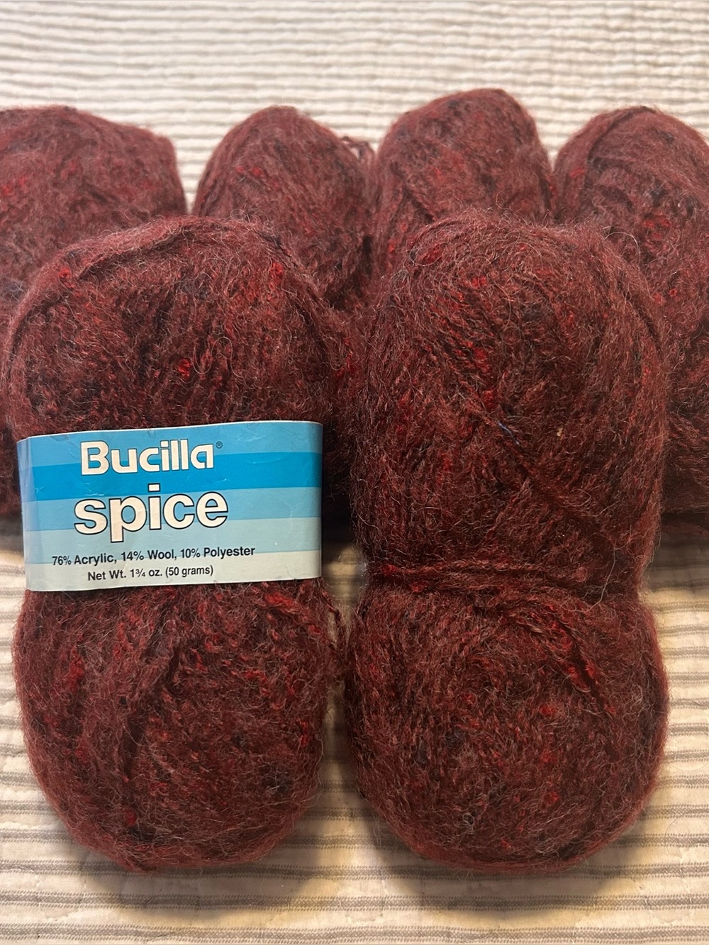 Vintage Bucilla Spice wool blend  yarn lot of 6 NOS